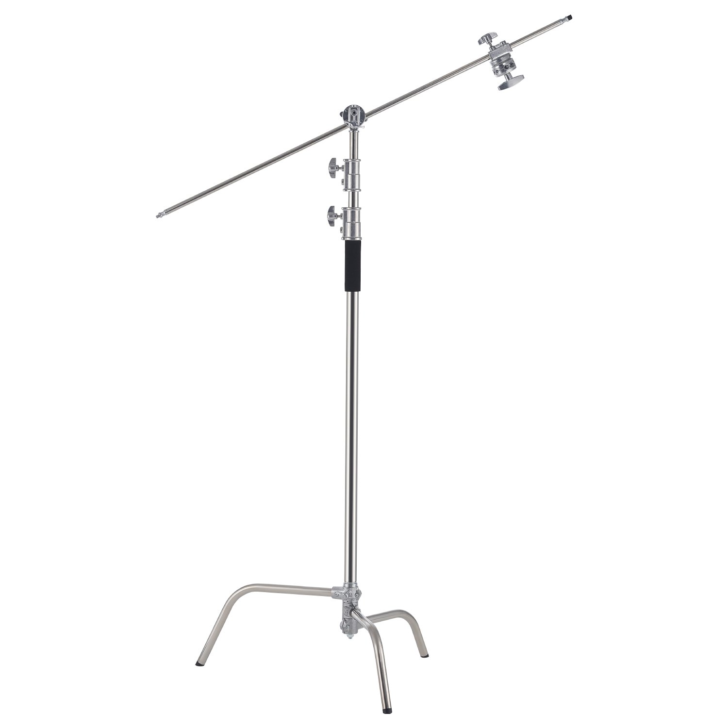 VEVOR Supporto C con Braccio a Braccio, Altezza Massima 330 cm Supporto per Luce Fotografica in Acciaio Inox Resistente con Altezza Regolabile 1463 a 2987 mm 2 Testine di Presa per Monoluce da Studio