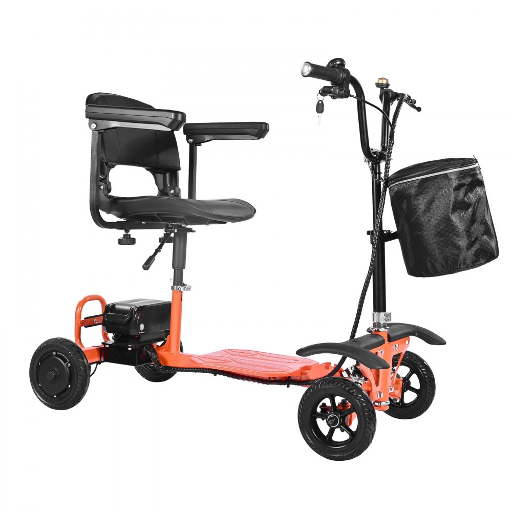 VEVOR Scooter Elettrico a 4 Ruota Pieghevole, Fuoristrada, Capacità di Salita di 8°, Capacità di Carico di 120 kg, con Batteria al Litio da 48 V 5,2 Ah, Scooter per Adulti, Anziani, Disabili