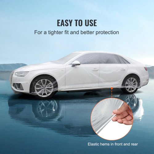 Copertura auto monouso universale in plastica trasparente copertura auto monouso completamente esterna con fascia elastica impermeabile Copertura auto monouso universale in plastica trasparente copertura auto monouso completamente esterna con fascia elastica impermeabile