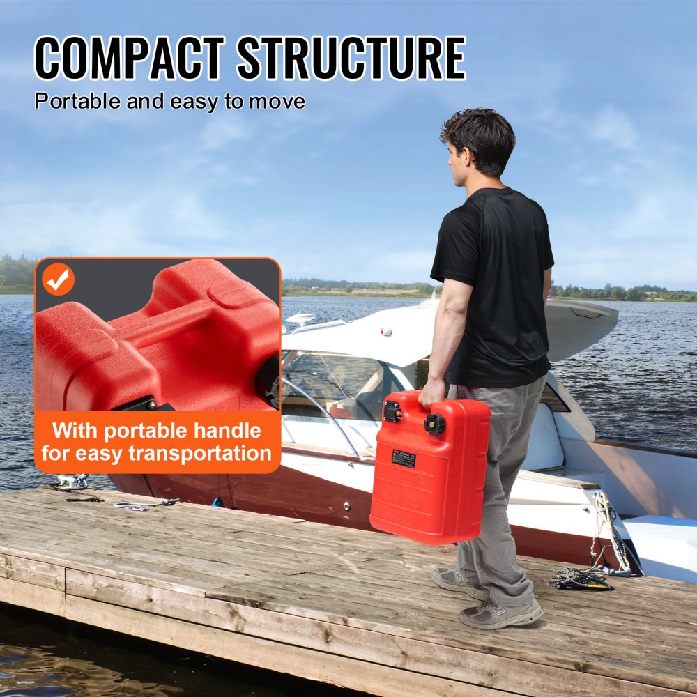 VEVOR Serbatoio Carburante Marino 24 L Serbatoio Carburante per Barche Portatile per Barche con Motore Fuoribordo, Serbatoio Carburante per Barche Marine Fuoribordo Plastica con Tubo Flessibile, Rosso