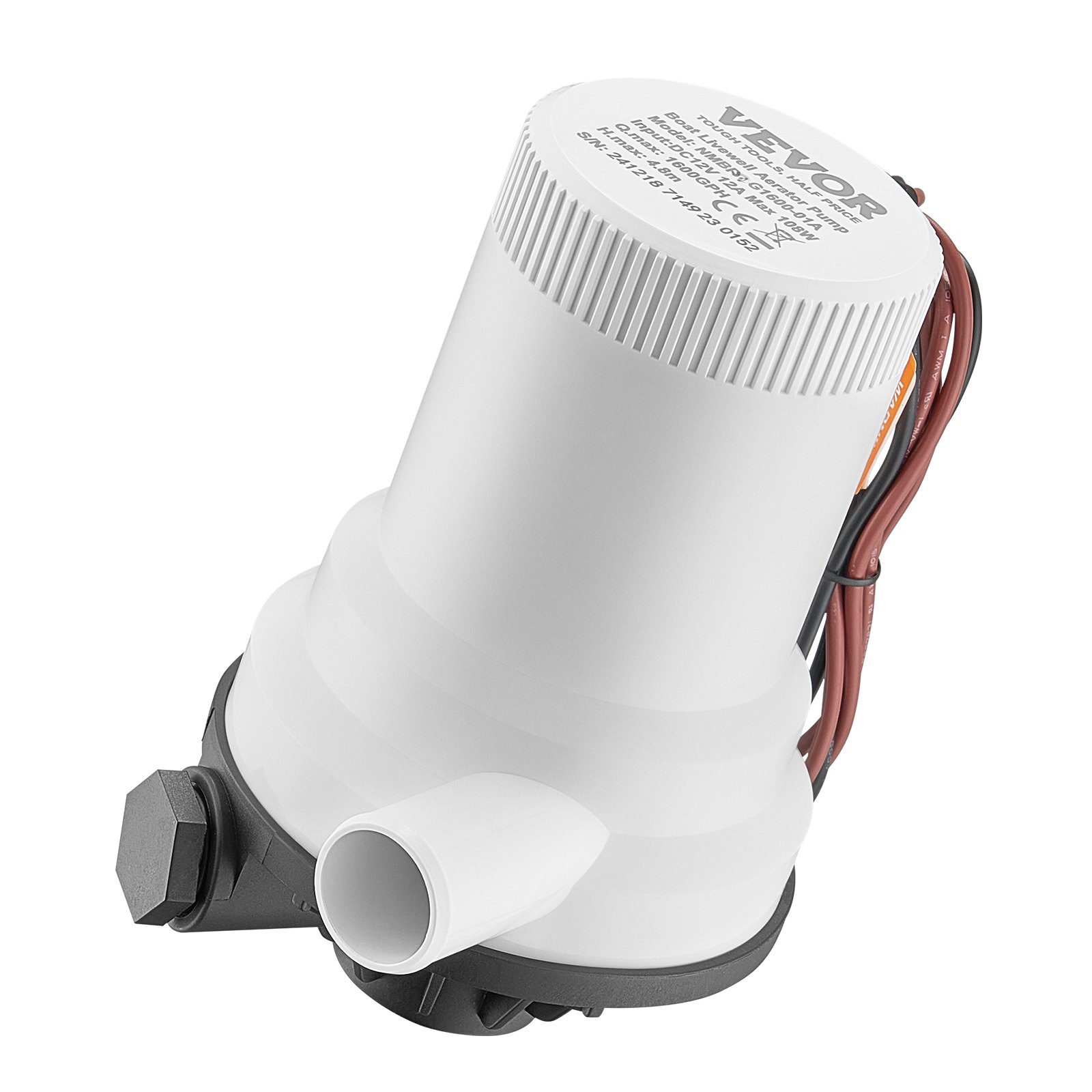 VEVOR Pompa per Pozzi Vivi per Barche, Pompa Aeratrice per Pozzi Vivi Dritta da 12 V e 100,94 L/min con Doppio Ingresso, Alloggiamento ABA e Cartuccia Motore Staccabile, per Acqua Dolce e Salata