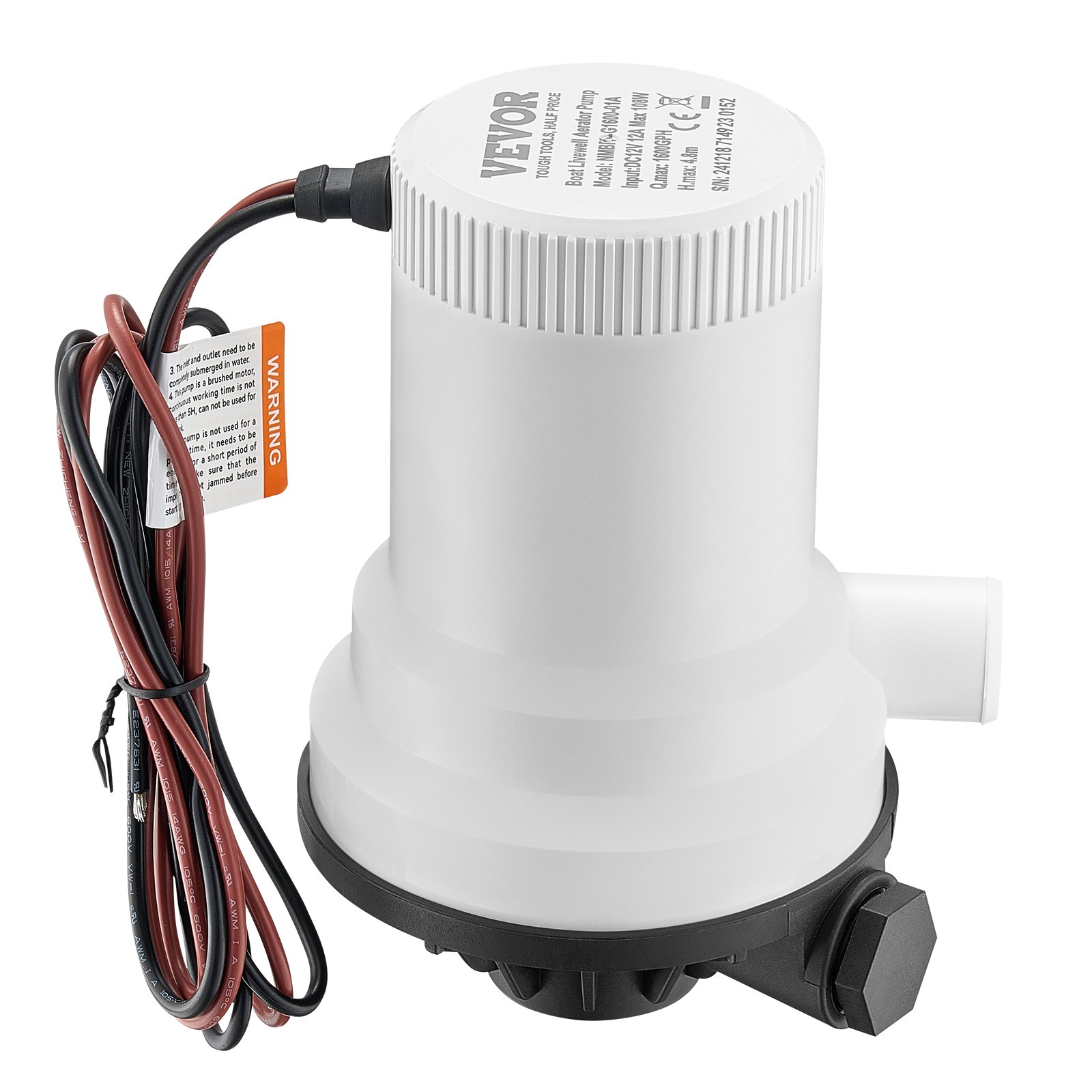 VEVOR Pompa per Pozzi Vivi per Barche, Pompa Aeratrice per Pozzi Vivi Dritta da 12 V e 100,94 L/min con Doppio Ingresso, Alloggiamento ABA e Cartuccia Motore Staccabile, per Acqua Dolce e Salata