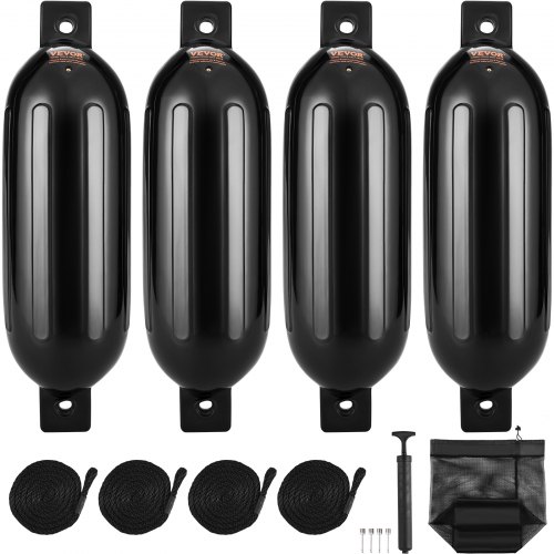 4PC Parabordi Per Barca Marine,50x14cm Boe Nere Gonfiabili,Comprese Le Linee Dei Parafanghi,Compresa La Pompa,Quattro Spine d'Aria, PVC Bumper Barca per Imbarcazioni per imbarcazioni da 3 a 6 metri 4PC Parabordi Per Barca Marine,50x14cm Boe Nere Gonfiabili,Comprese Le Linee Dei Parafanghi,Compresa La Pompa,Quattro Spine d'Aria, PVC Bumper Barca per Imbarcazioni per imbarcazioni da 3 a 6 metri
