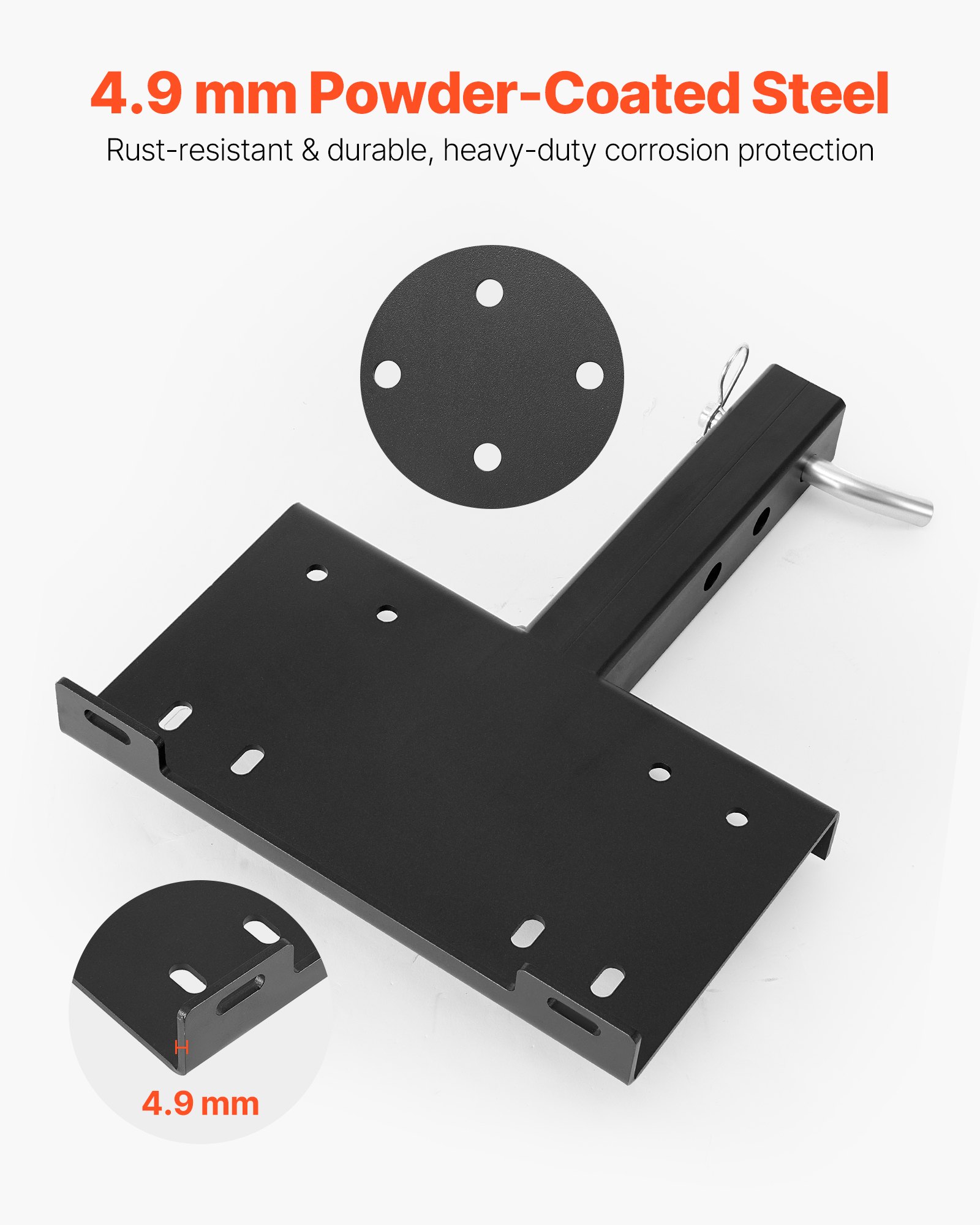 VEVOR Supporto per Verricello per Veicoli, Capacità di Carico di 6803 kg Attacco per Verricello per Gancio di Traino con Ricevitore da 50,8 mm Design a 2 Fori di Montaggio, per Pick-Up ATV UTV, Nero
