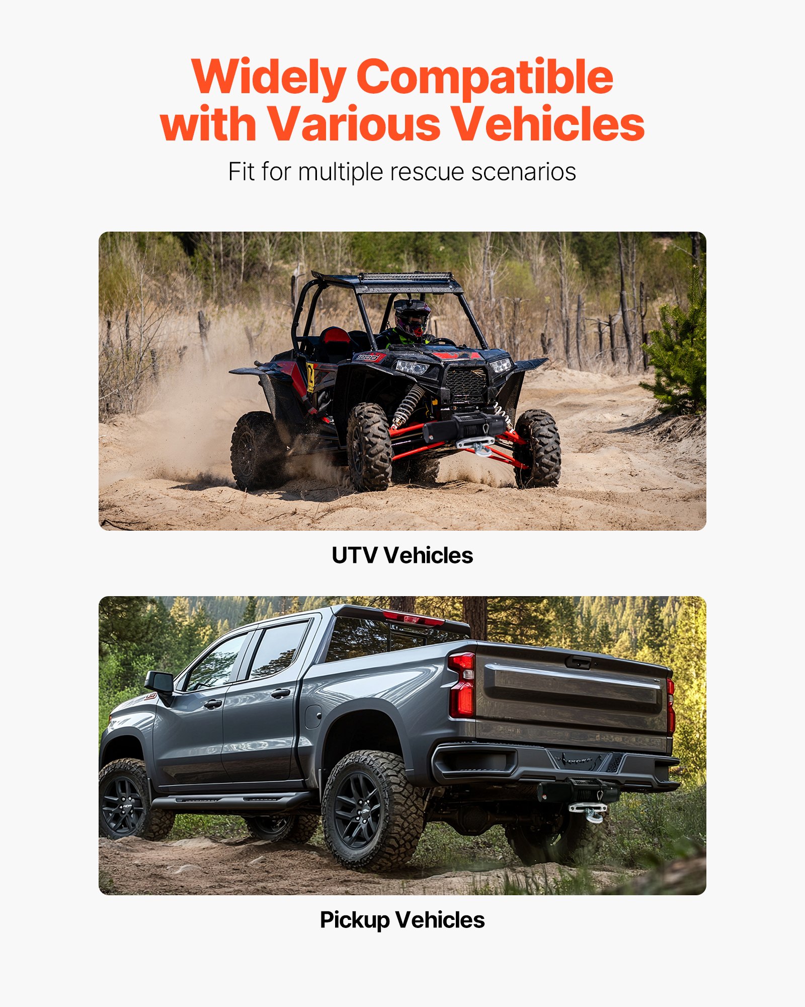 VEVOR Supporto per Verricello per Veicoli, Capacità di Carico di 6803 kg Attacco per Verricello per Gancio di Traino con Ricevitore da 50,8 mm Design a 2 Fori di Montaggio, per Pick-Up ATV UTV, Nero