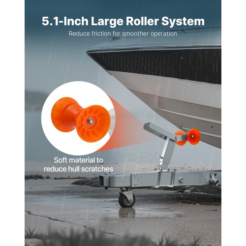 Supporto Per Verricello Regolabile Per Rimorchio Barca - Con Rullo In Poliuretano, Zincato, Altezza 38-52 Cm, Capacità 408 Kg
