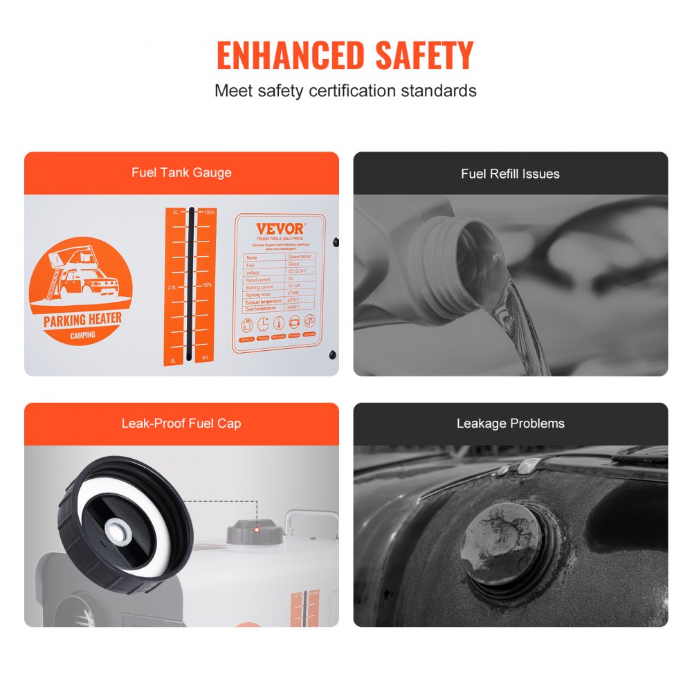 VEVOR 8 kW Diesel Heater 12 V / 24 V All in One Diesel Air Heater with Bluetooth App Control & Remote Control & Display Screen & CO Alarm, Fast Heating Portable Diesel Heater for Vehicles