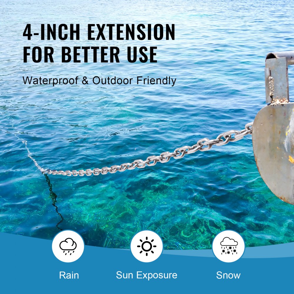 VEVOR Catena per Ancora per Barche 6,35 mm x 1,2 m BS, Catena per Ancora in Acciaio Inossidabile di Grado Marino 316 con Grilli a Doppio Anello di Bloccaggio per Coperta, Funziona con Varie Ancore