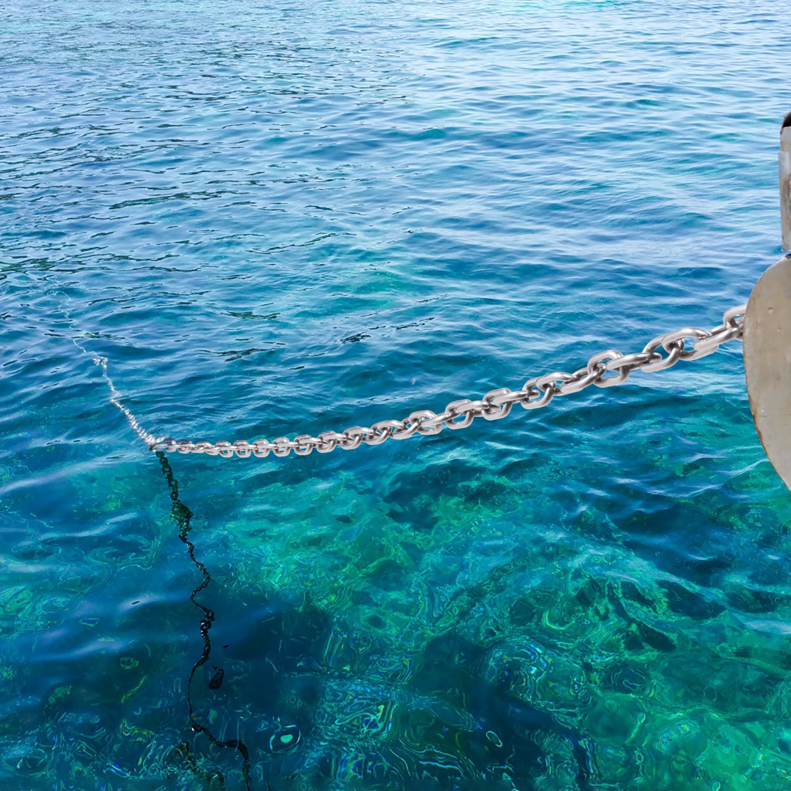 VEVOR Catena per Ancora per Barche 6,35 mm x 1,2 m BS, Catena per Ancora in Acciaio Inossidabile di Grado Marino 316 con Grilli a Doppio Anello di Bloccaggio per Coperta, Funziona con Varie Ancore