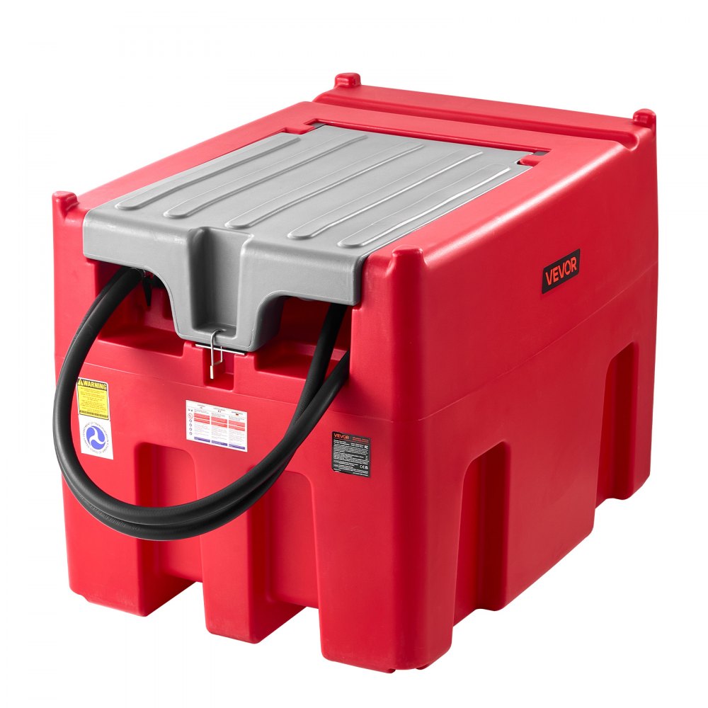 VEVOR Serbatoio Portatile per Diesel Benzina 440 Litri Portata 10 GPM, Serbatoio per Carburante Diesel con Pompa di Trasferimento Elettrica da 12 V, Tubo Flessibile, Trasporto del Carburante, Rosso