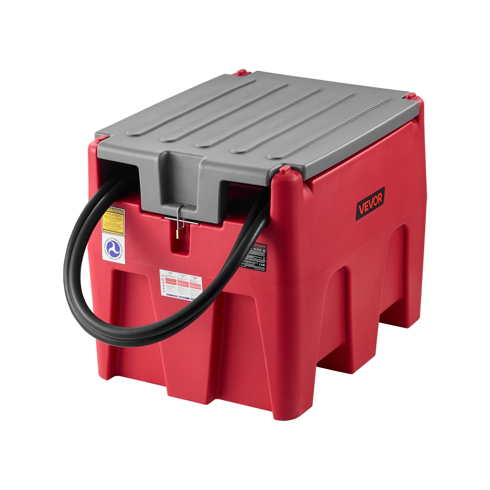 VEVOR Portable Diesel & Gasoline Tank, 220L, 10 GPM Flow Rate, Diesel Fuel Tank with 12V Electric Transfer Pump, 13.1ft Hose, Auto Fueling Nozzle, Transfer Tank for Easy Fuel Transportation, Red