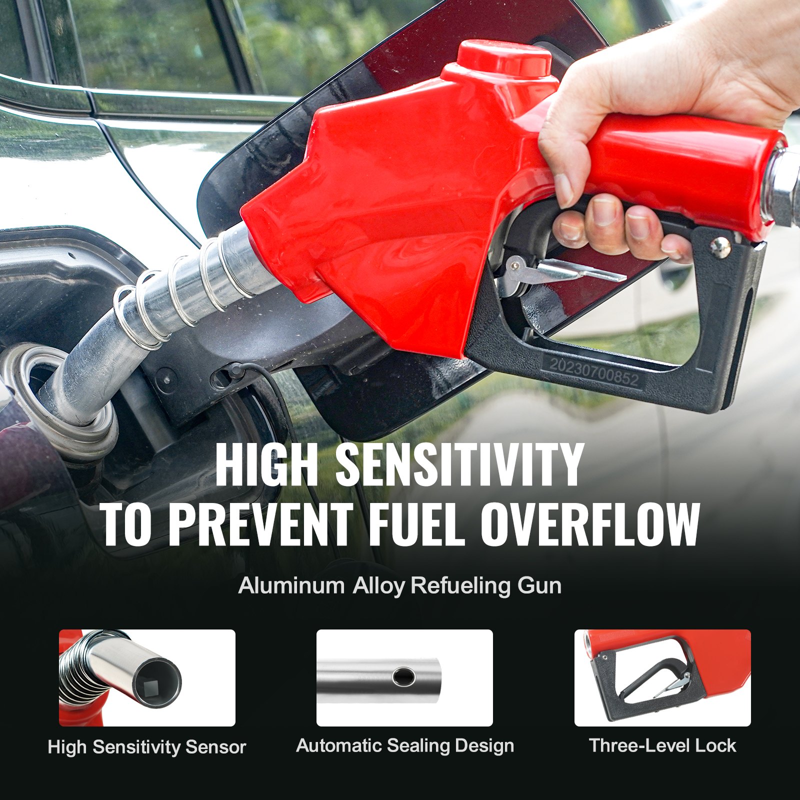 VEVOR Avvolgitubo Carburante, 25,4 mm x 10 m, Avvolgitubo Diesel Retrattile 300 PSI in Acciaio al Carbonio con Ugello Carburante NPT1", Tubo in Gomma NBR per Camion Cisterna di Veicoli 475 x 305 x 529mm