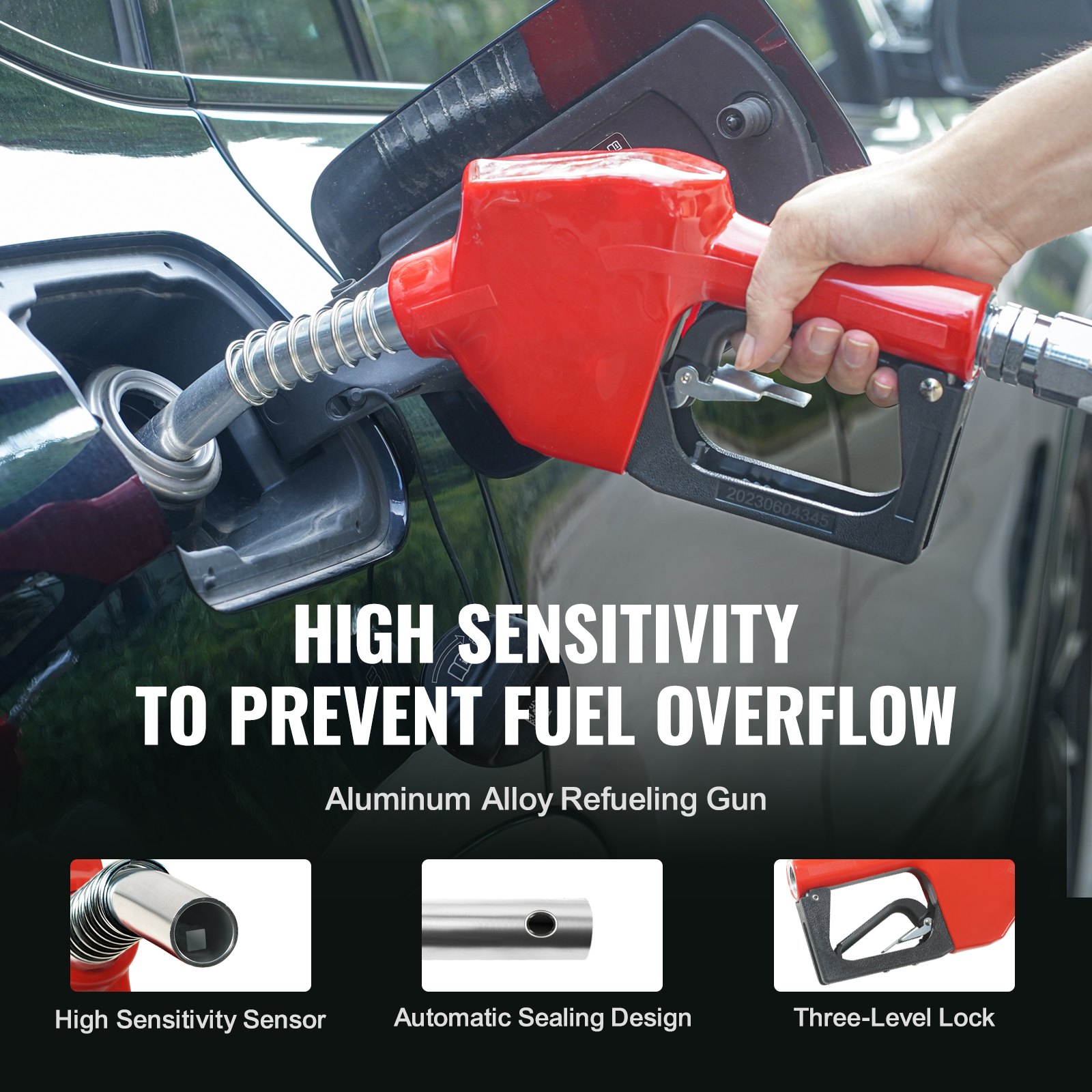 VEVOR Avvolgitubo Carburante, 25,4 mm x 15,24 m, Avvolgitubo Diesel Retrattile, Costruzione in Acciaio al Carbonio con Ugello Carburante, Tubo in Gomma NBR per Camion Cisterna Veicoli Nave Aereo 300PSI