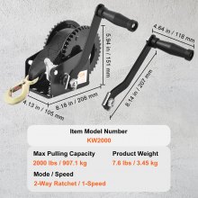 VEVOR Verricello Manuale Capacità di Tiro da 907,1kg ca., Verricello per Rimorchio da Barche Manovella per Carichi Pesanti con Cinghia in Poliestere da 7 m ca., Verricello Manuale per Rimorchio Barca