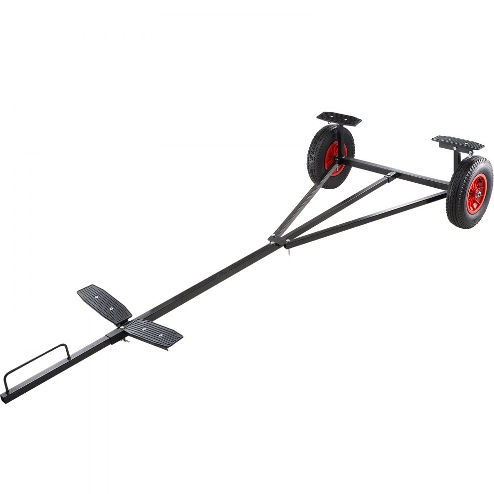 VEVOR Carrello per Rimorchio Barche Manuale Capacità Carico Max. 190kg Ruote in Gomma Diametro 40,6cm per Rimorchio di Barche, Carrello Rimorchio in Acciaio al Carbonio Lunghezza Regolabile 244-294cm