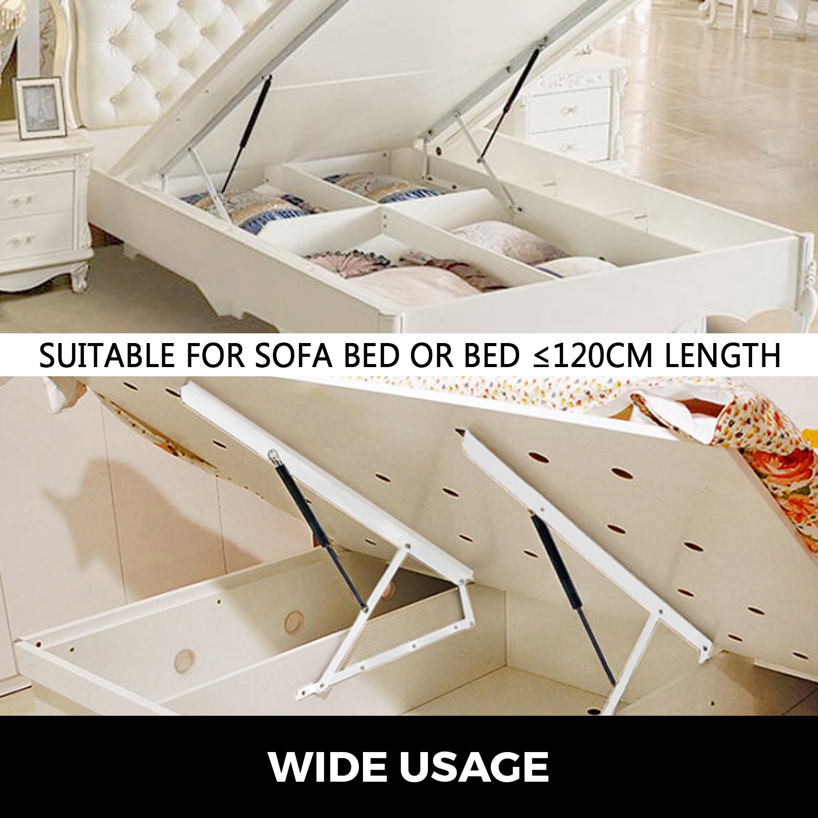 36" Sistema Sollevamento Per Letto Contenitore Pistone Molla A Gas 90cm 265lbs