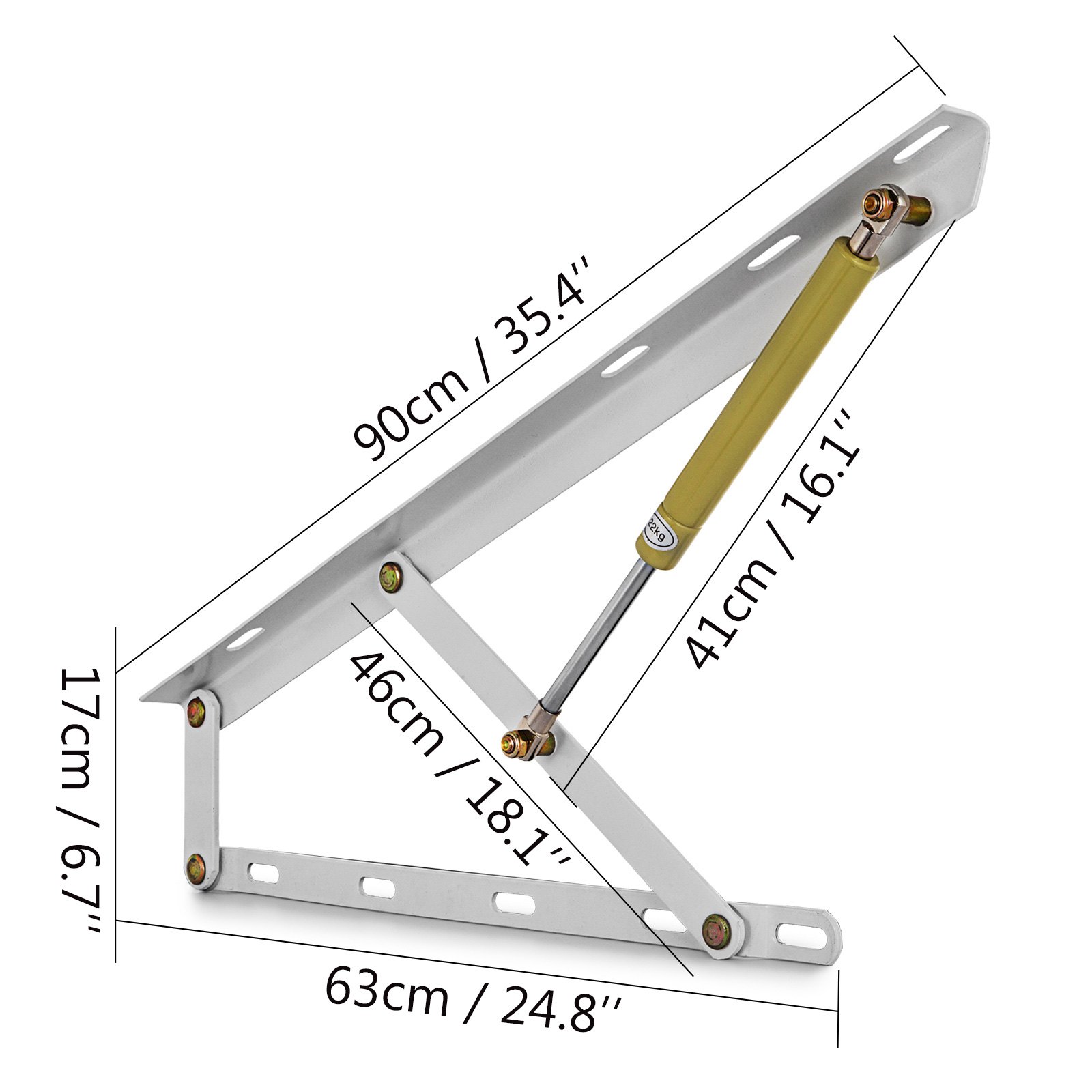 36" Sistema Sollevamento Per Letto Contenitore Pistone Molla A Gas 90cm 265lbs