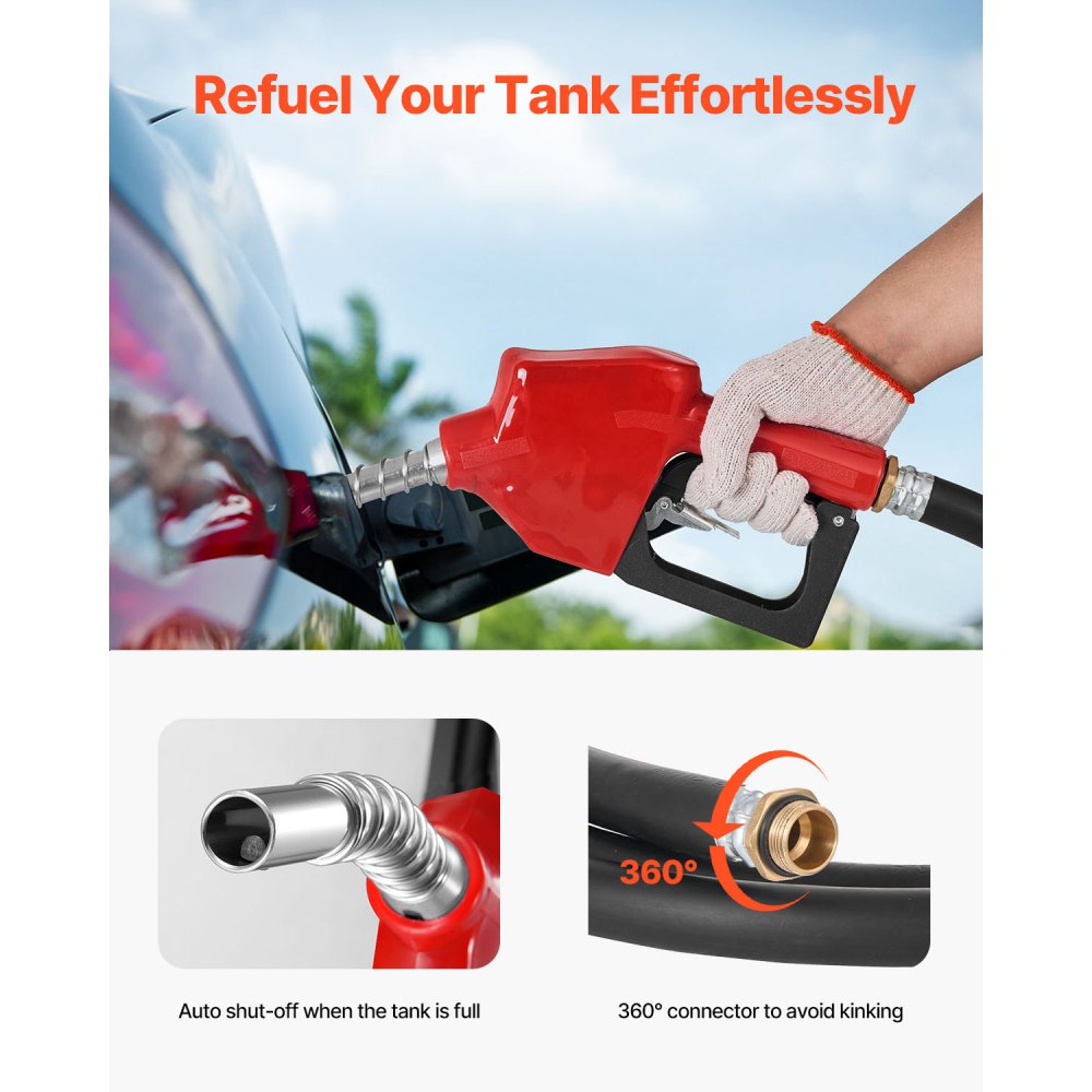 VEVOR Portable Diesel Tank, 484.5L Capacity & 10 GPM Flow Rate, Gas Fuel Tank with 12V Electric Transfer Pump and 4m Rubber Hose, PE Diesel Transfer Tanks for Easy Fuel Transportation, Black