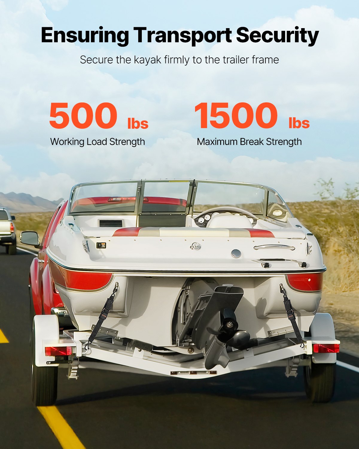 VEVOR Cinghie a Cricchetto Retrattili, 5,08 x 60,96 cm con Ganci di Sicurezza a S, 2 Pezzi Cinghie di Fissaggio a Cricchetto con Resistenza Rottura 680,4 kg, per Rimorchi, Veicoli, Barche