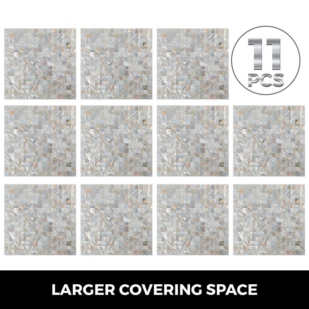 11 Pezzi Piastrelle A Mosaico Guscio 300*300*2mm Antimuffa Romantico Lucido