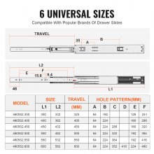 VEVOR Guida Scorrevole per Cassetti 10 Paia, Guide per Cassetti con Sfera 355,6 mm Carico 45,4 kg, Guida Cassetto Estraibile Laterale Estensione Completa Ripiano dell'Armadio, Set di Guida Cassetti