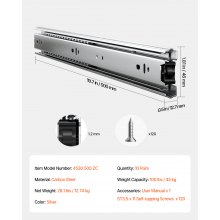 VEVOR Guide per Cassetti Montaggio Laterale 500 mm 10 Paia 45 kg di Carico