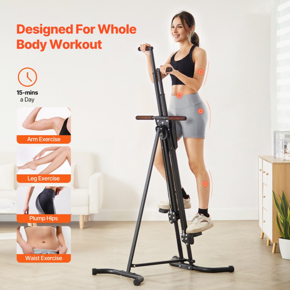 VEVOR Stepper, Step Range Esercizi Macchina, Verticale Climber per Esercizi in Palestra Casa, Pieghevole Cardio Climber Allenamento Corpo, con Manubrio Regolabile Altezza, Pedale Antiscivolo 118 kg
