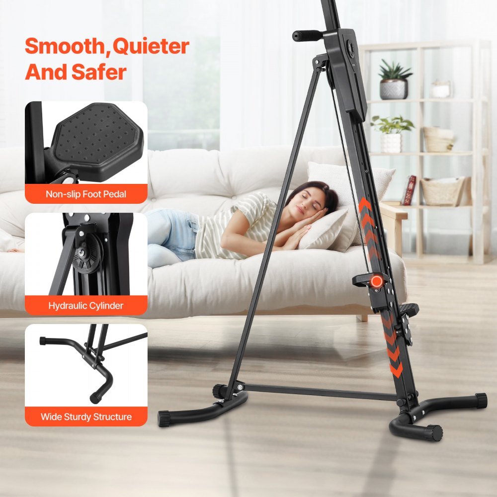 VEVOR Stepper, Step Range Esercizi Macchina, Verticale Climber per Esercizi in Palestra Casa, Pieghevole Cardio Climber Allenamento Corpo, con Manubrio Regolabile Altezza, Pedale Antiscivolo 118 kg