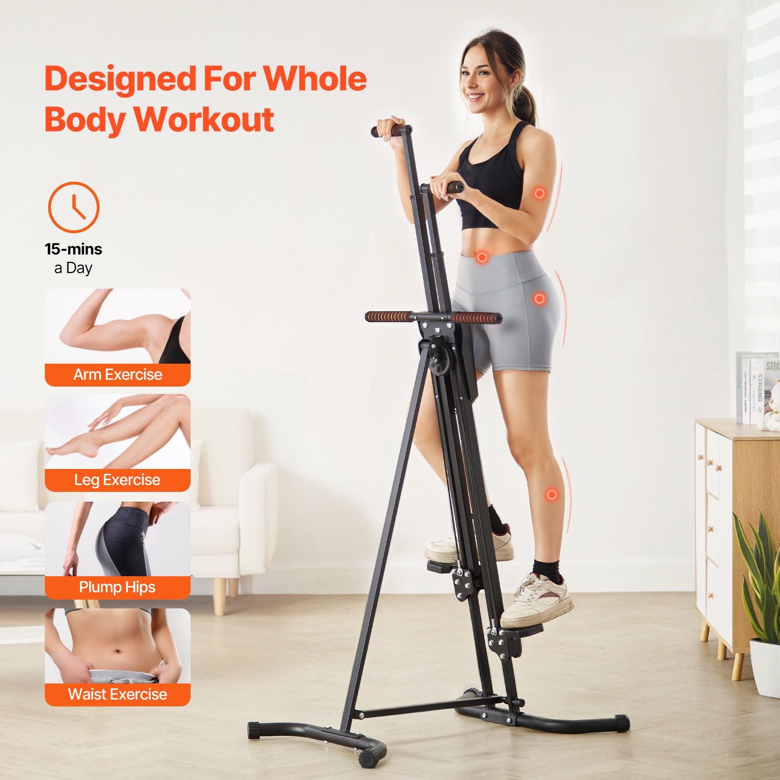 VEVOR Stepper, Step Range Esercizi Macchina, Verticale Climber per Esercizi in Palestra Casa, Pieghevole Cardio Climber Allenamento Corpo, con Manubrio Regolabile Altezza, Pedale Antiscivolo 118 kg