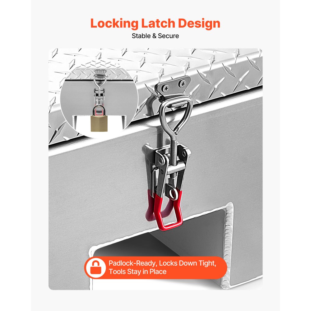 VEVOR Truck Bed Tool Box, Heavy Duty Aluminum Tool Box with Diamond Plate, Storage Toolbox Chest Organizer Supports up to 100 kg, Ideal for Pickup, Truck Bed, RV, Trailer, 770 x 610 x 310 mm, Silver