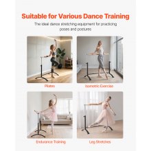 VEVOR Sbarra da Danza Classica, Stretching e Danza Classica Portatile e Indipendente, Attrezzatura da Palestra Anti-Oscillazione e Regolabile in Altezza, per Allenamento di Equilibrio Pilates 1125 mm