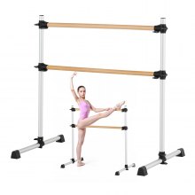 VEVOR Sbarra da Danza Classica, Doppia Sbarra in Legno di Faggio, Stretching e Danza Classica Portatile e Indipendente, Attrezzatura da Palestra e Regolabile in Altezza, per Allenamento di Pilates