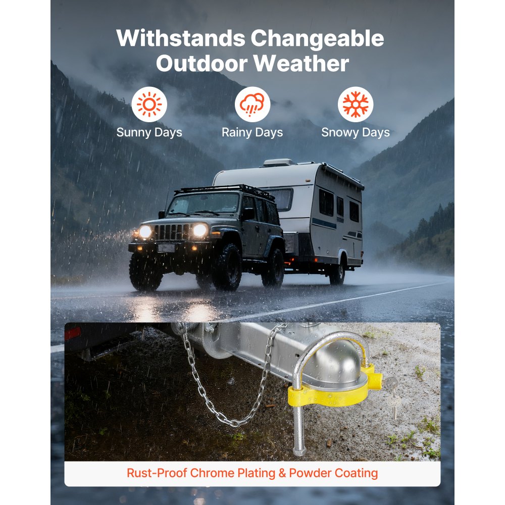 VEVOR Kit di Bloccaggio per Gancio di Traino Adatto per Attacchi, Blocco a Sfera Antifurto per Rimorchio per Impieghi Gravosi con Chiavi, Resistente alle Intrusioni, Design Regolabile in Altezza