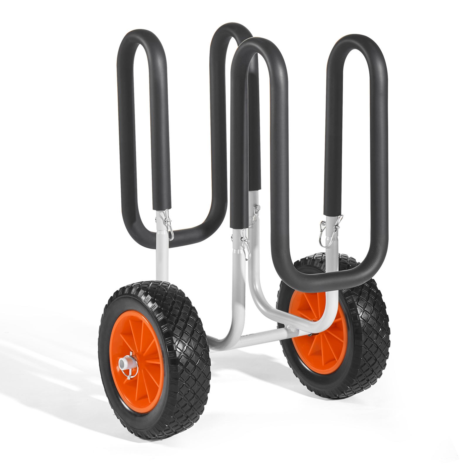VEVOR Carrello per Kayak, Capacità di Carico 68,0 kg, con Pneumatici in Gomma Piena da 25,4 cm e Cavalletti, Supporto per Tavola da Paddleboard con Cinghia a Cricchetto per il Trasporto di Surf