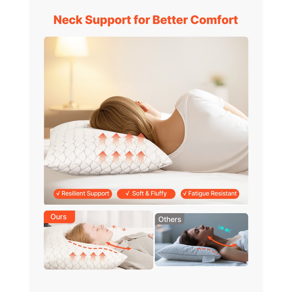 VEVOR Cuscino da Letto per Dormire, Cuscino da Hotel di Dimensioni King Size con Imbottitura in Schiuma di Memoria, Regolabile, Include Federa in Fibra Naturale, Biancheria da Letto