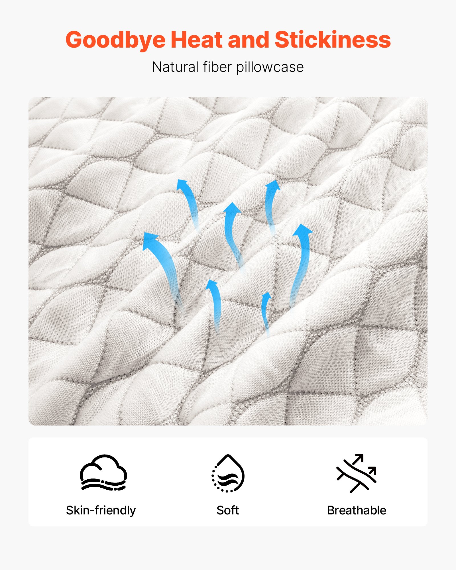 VEVOR Bed Pillow for Sleeping, King Size Luxury Quality Hotel Pillow with Memory Foam Fill, Supportive & Adjustable, Includes Natural Firber Pillowcase, Bedding for Back, Stomach and Side Sleepers