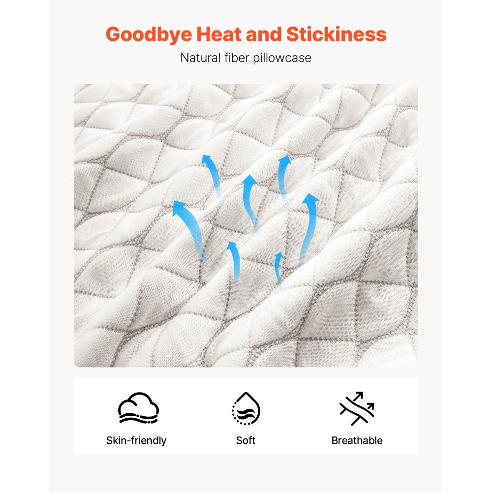 VEVOR Cuscino da Letto per Dormire, Cuscino da Hotel di Dimensioni Queen Size con Imbottitura in Schiuma di Memoria, Regolabile, Include Federa in Fibra Naturale, Biancheria da Letto