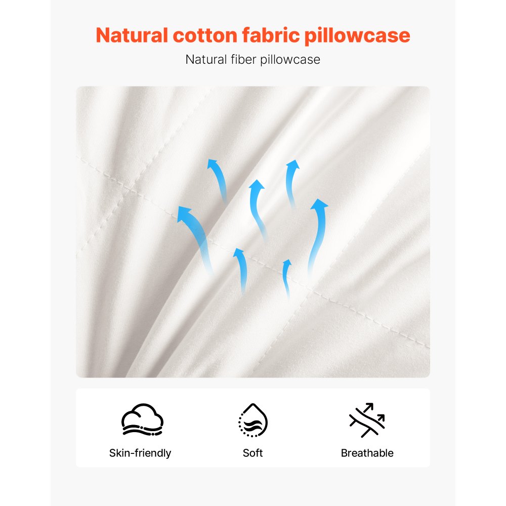 VEVOR Cuscini da Letto per Dormire, Set da 2, Cuscini da Hotel di Lusso di Qualità Queen Size con Imbottitura in Piumino Alternativo Originale, Soffici e di Supporto, Biancheria da Letto, Bianco