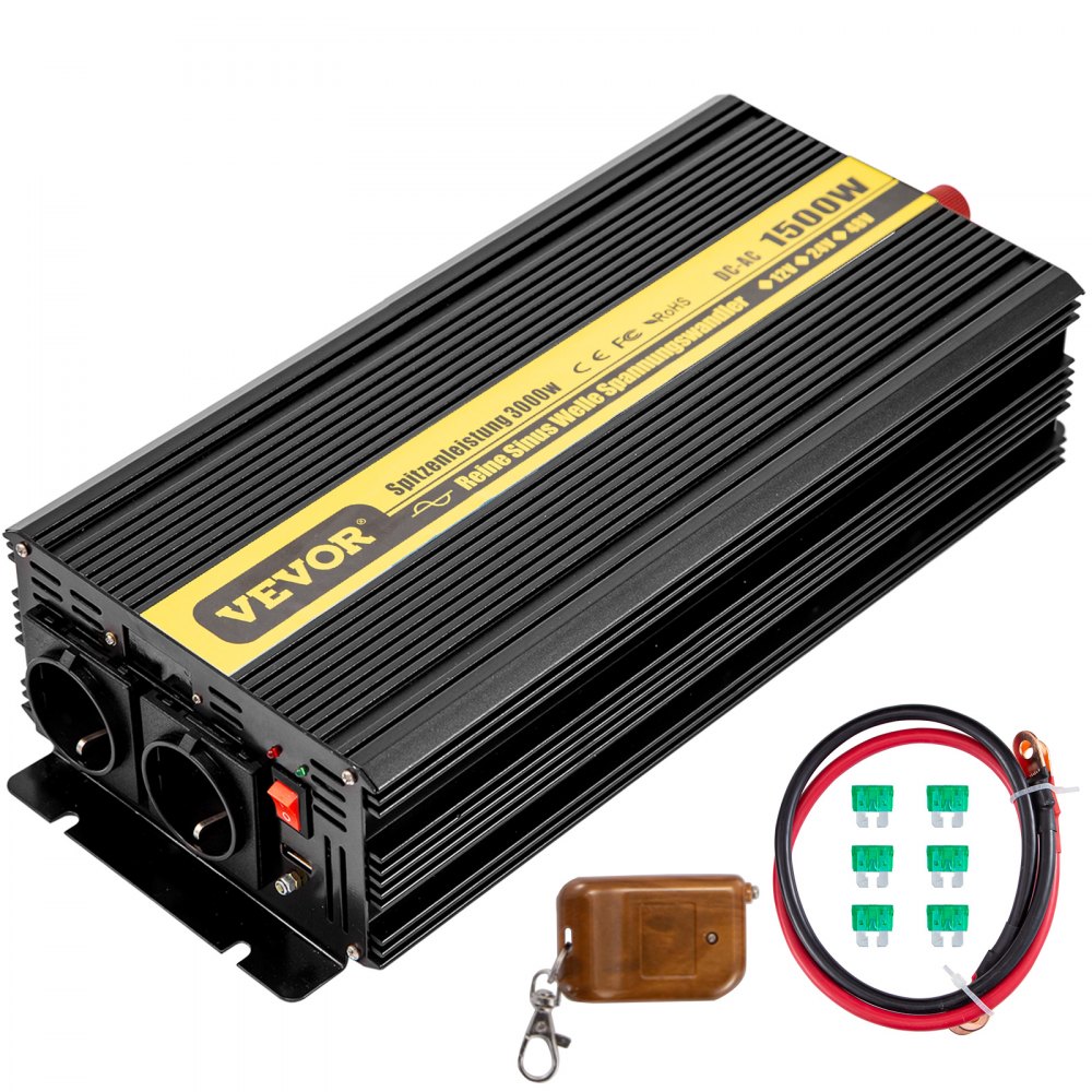 Vevor Invertitore A Onda Sinusoidale Pura 1500w Dc 12v Ac 230v Inverter Per Auto