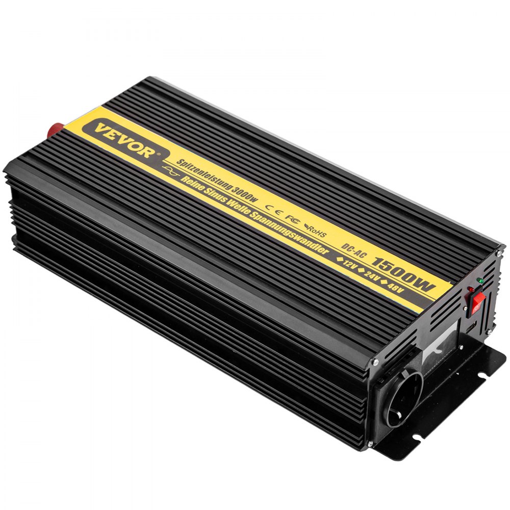 Vevor Inverter Onda Sinusoidale Pura 1500w 3000w 12v Dc 230v Ac Invertitore Lcd