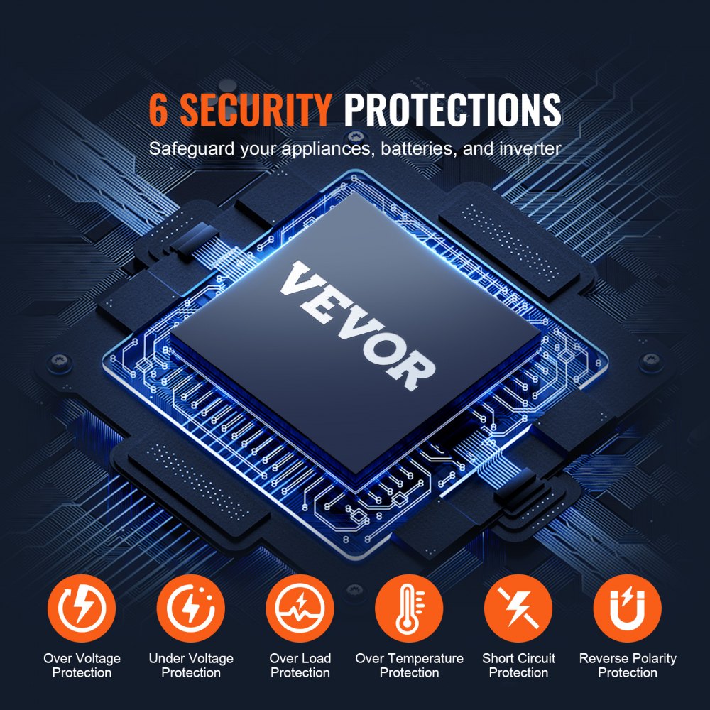 VEVOR Convertitore di Potenza a Onda Sinusoidale Pura, Convertitore di Potenza da 1000 W CC da 12 V a CA 230V Telecomando per Piccoli Elettrodomestici Smartphone, PC