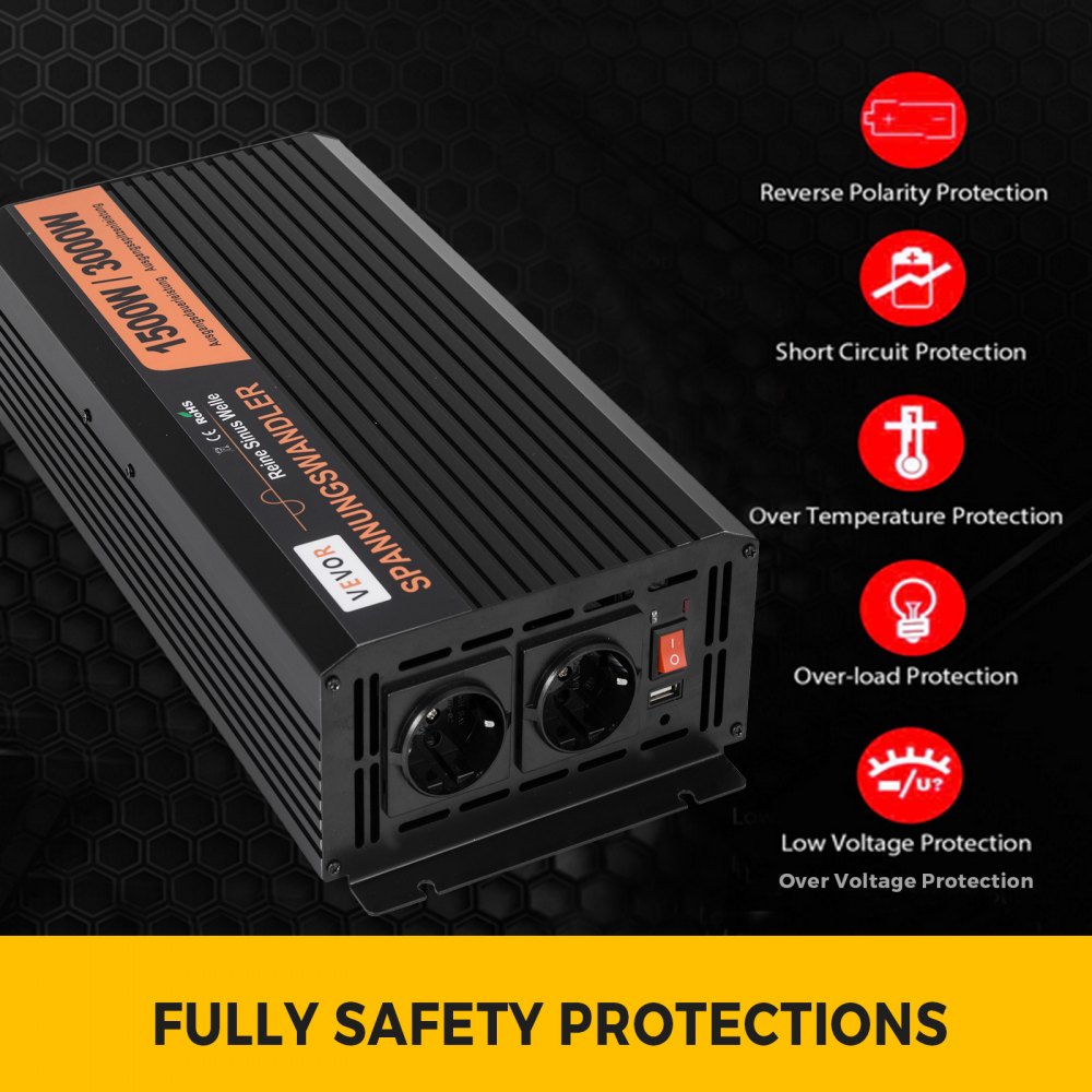 Inverter Onda Pura 1500w 3000w Onda Sinusoidale Pura 24v 230v Convertitore