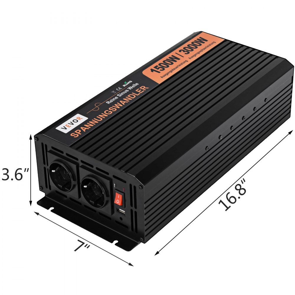 Inverter Onda Pura 1500w 3000w Onda Sinusoidale Pura 24v 230v Convertitore