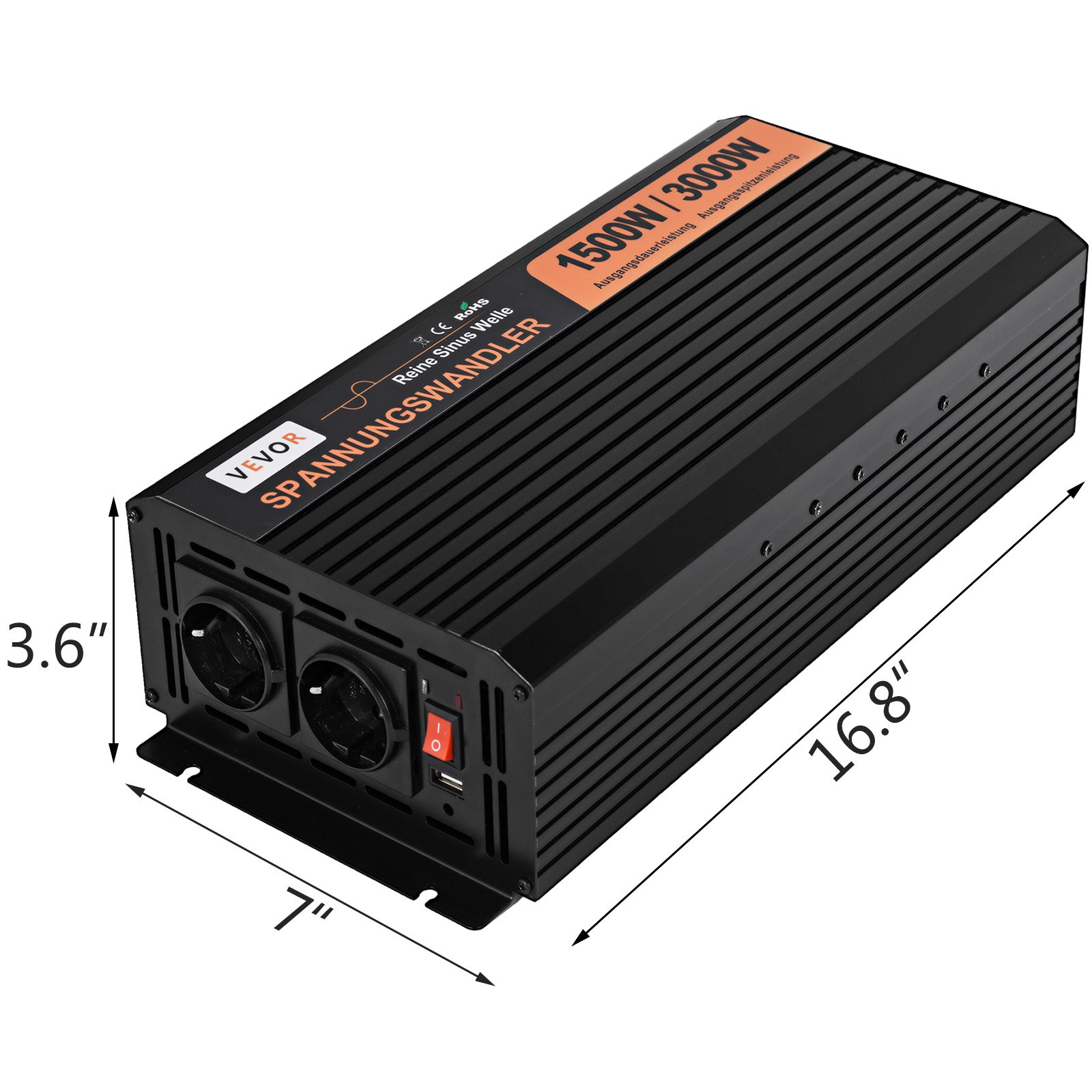 Inverter Onda Pura 1500w 3000w Onda Sinusoidale Pura 24v 230v Convertitore