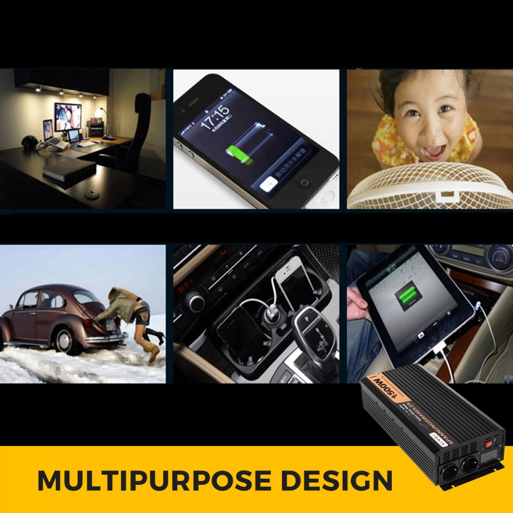 Convertitore Inverter Onda Sinusoidale Pura 1500w 3000w Dc 24v A Ac 230v Lcd