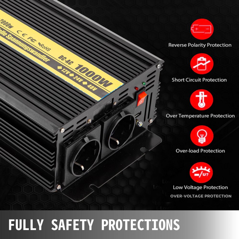 Vevor Inverter A Onda Sinusoidale Pura 1000w 2000w 12v Dc 230v Ac Convertitore