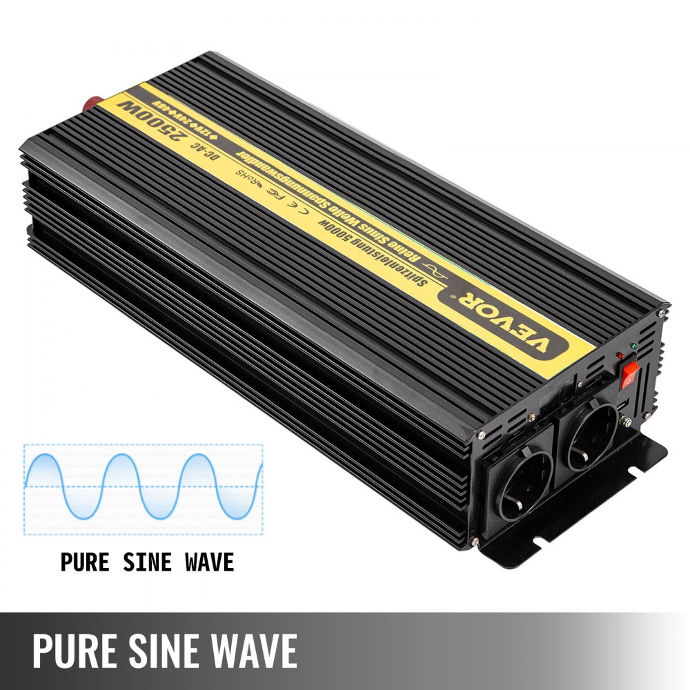 Vevor Invertitore A Onda Sinusoidale Pura 2500w Cc 12v Ca 230v Inverter Per Auto