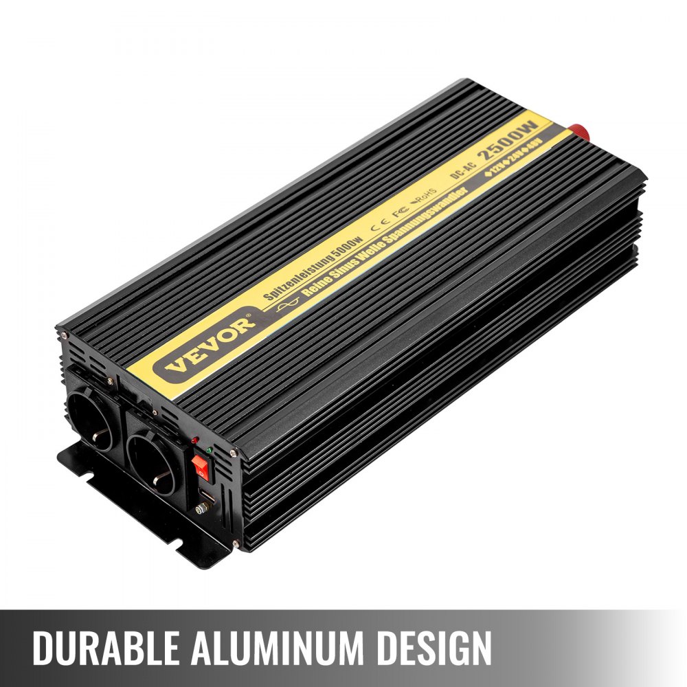 Vevor Invertitore A Onda Sinusoidale Pura 2500w Cc 12v Ca 230v Inverter Per Auto