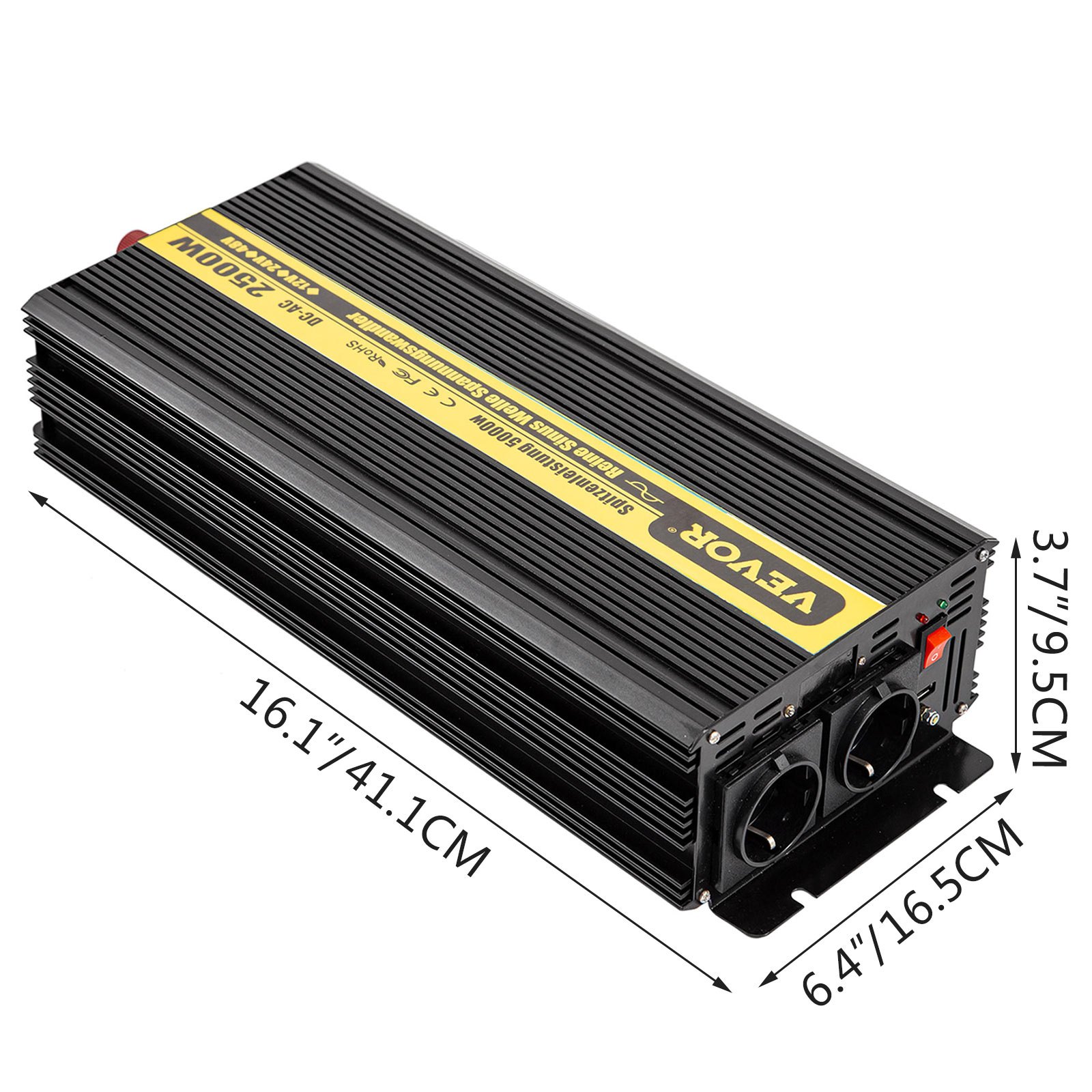 Vevor Invertitore A Onda Sinusoidale Pura 2500w Cc 12v Ca 230v Inverter Per Auto