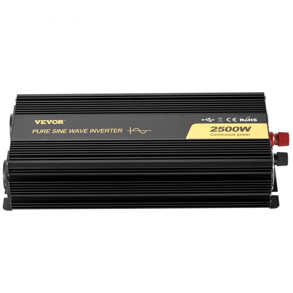 VEVOR 2500W Invertitore a Onda Sinusoidale Pura GYS-2500W con LCD, Potenza di Uscita, 12V CC a 230V CA, Inverter Onda Pura 12V 230V 2500W, Invertitore Convertitore di Potenza, con LCD e Telecomando